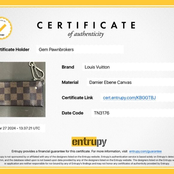 Louis Vuitton Key Pouch Cloth Small Wallet - Damier Ebene - Picture 9 of 15